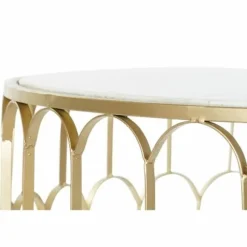 Marmor og jern sidebord - Hvid - 87 x 87 x 51,5 cm