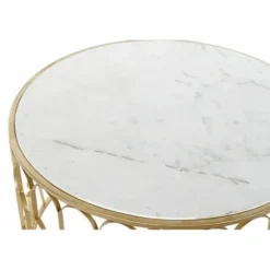 Marmor og jern sidebord - Hvid - 87 x 87 x 51,5 cm