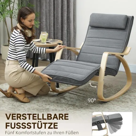 Massagegyngestol med lændevarme, 3 tilstande, grå