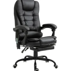 Massagestol Med 7 Punkters Executive Stol Højdejusterbar Drejestol Med Integreret Fodstøtte Lændepude 67 X 79 X 111-121 Cm