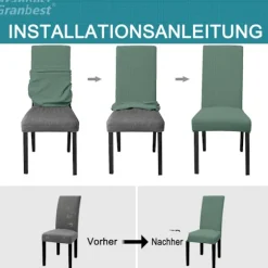 (Matcha Grøn) Spisestol Betræk 6 Pakke Premium Vandtæt Elastisk Høj Stol Betræk til Spisestue