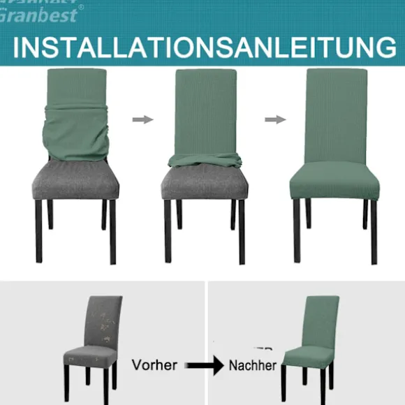 (Matcha Grøn) Spisestol Betræk 6 Pakke Premium Vandtæt Elastisk Høj Stol Betræk til Spisestue