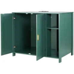 Møbel til Kattebakke - DUOKU - KLCB-09 - Diskret Skab - Aftagelig Skillevæg - 105x68x88,5 cm Mörkgrön + guldiga handtag