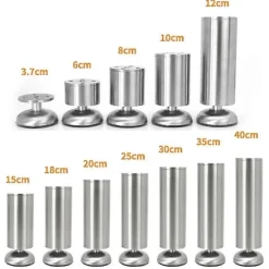 Møbelben i rustfrit stål, justerbare sofaben, skabsbordsben, kraftig udskiftningsbar bordpladeholder 15 cm 15cm