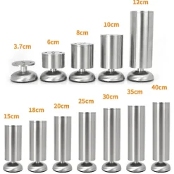 Møbelben i rustfrit stål, justerbare sofaben, skabsben, bordben, kraftig udskiftning, bar bordplade støtte [db] 8cm