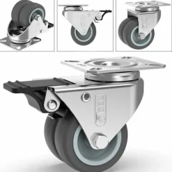 Møbelhjul 400 kg, 50 mm drejelige hjul med og uden bremse