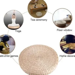 Meditationsmåtte Tatami måtten gulvmåtte strå yogamåtte meditations pude