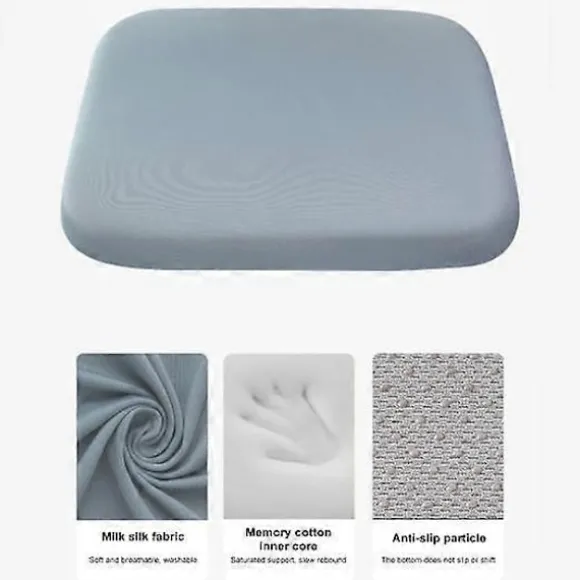 Memory Foam Siddepude med Bindebånd Langsom Rebound Fire Sæsoner Skridsikker Vaskbar-Perfekt black Large