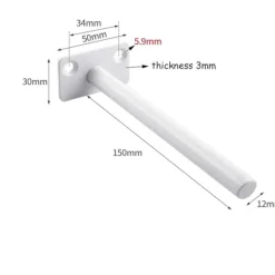 Metal Flydende Hyldebeslag, T-formet, 4 stk (hvid 150 mm/6 tommer)