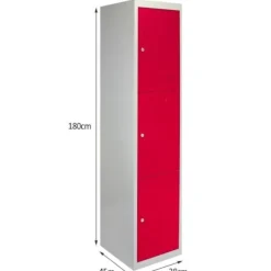 Metal garderobeskabe - MONSTERSHOP - 3 døre - Rød - Robust stål - 45x38x180cm Röd