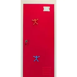 Metal Skab - Rød - 2 Døre - 45 x 38 x 180 cm - 3 Enheder