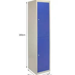Metallic Skab - Gym Garderobe - 2 Døre - 45 x 38 x 180 cm - Blå