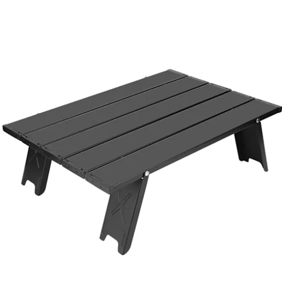Mini bærbar aluminiumslegering foldebord udendørs camping BBQ picnicbord sort