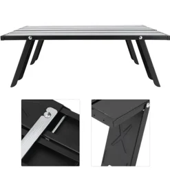 Mini bærbar aluminiumslegering foldebord udendørs camping BBQ picnicbord sort