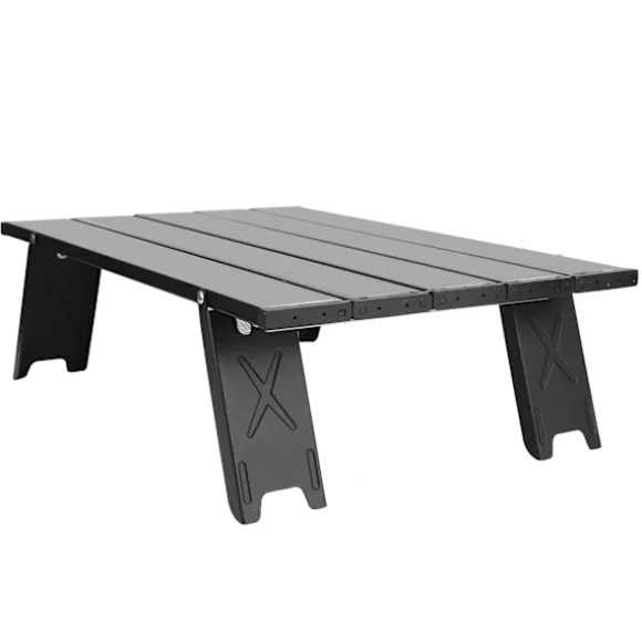 Mini bærbar aluminiumslegering foldebord udendørs camping BBQ picnicbord sort