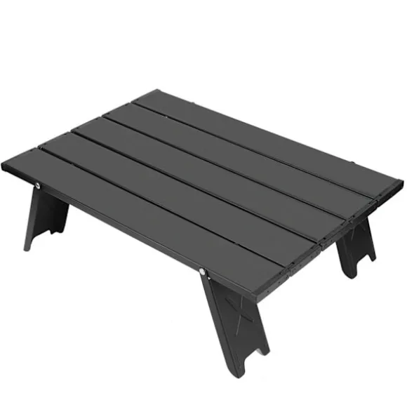 Mini bærbar aluminiumslegering foldebord udendørs camping BBQ picnicbord sort