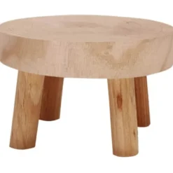 Mini Rund Naturlig Træskammel, Blomsterpottestativ, Haveskammel, - 3,5" Høj Naturligt Træ