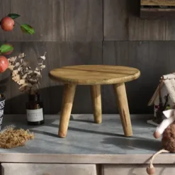 Mini Rund Træskammel Kort Træskammel til Planter Mini Træskammel Display til Hjem Terrasse