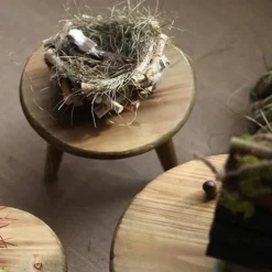 Mini Rund Træskammel Kort Træskammel til Planter Mini Træskammel Display til Hjem Terrasse