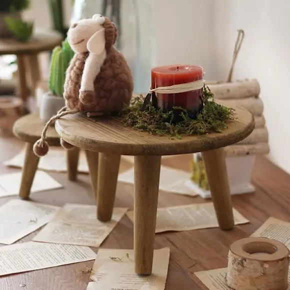 Mini Rund Træskammel Kort Træskammel til Planter Mini Træskammel Display til Hjemme Patio