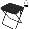 Mini sammenklappelig campingtaburet med bæretaske, sammenklappelig campingstol til camping og fiskeri, sort