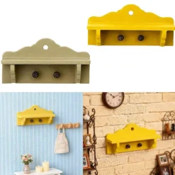 Miniature Køkken Soveværelse Hylde Hænger Til Lille Hus Træ Hængende Organizer 1/12 Skala Møbler[D] Yellow