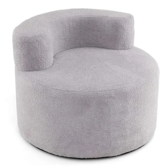 Måneformet sækkestol med blød teddyfleece, grå