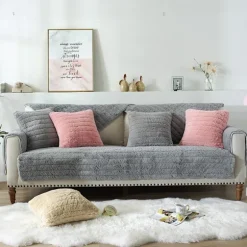 Moderne enkel plys sofa pude, universel all-inclusive varm og tyk sofaovertræk, tatami karnap pude (Grå, pudebetræk 30*50 (uden kerne))