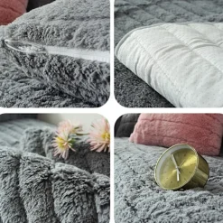 Moderne enkel plys sofa pude, universel all-inclusive varm og tyk sofaovertræk, tatami karnap pude (Grå, pudebetræk 30*50 (uden kerne))