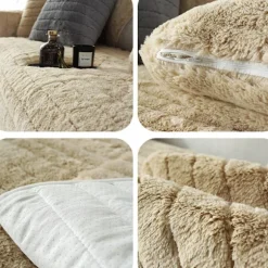 Moderne enkel plys sofapude, universel all-inclusive varm tyk sofaovertræk, tatami karnap pude (Kamel, 70*90)