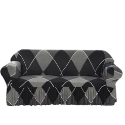 Moderne Jacquard Højelastisk Sofabetræk - kompatibelt stue - kompatibelt hunde og kæledyr (3-personers, 190-230 cm)