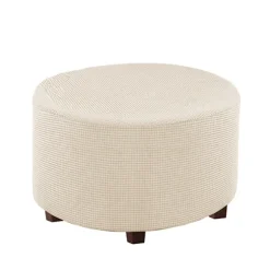 Moderne Rund Skammelbetræk - Ensfarvet, Fortykket, Fuld Overtræk til Fodskammel Apricot Medium Apricot Medium
