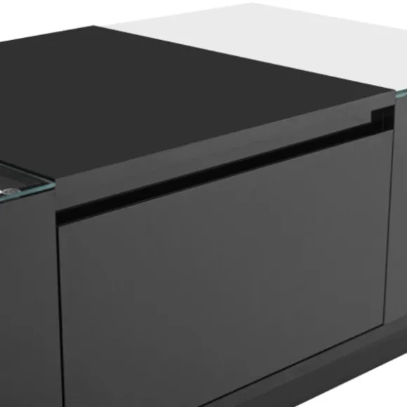 Moderne sofabord 105 cm minimalistisk med LED-belysning, opbevaringsplads, glasplade og 2 skuffer Black