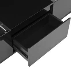 Moderne sofabord 105 cm minimalistisk med LED-belysning, opbevaringsplads, glasplade og 2 skuffer Black