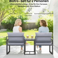 Modulært balkonmøbelsæt med hynder, 3 dele