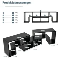 Modulært tv-stativ i træ, 3-delt, passer til tv'er op til 65""