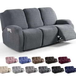 Mørkegrå, recliner sofaovertræk, 3-personers sofa recliner overtræk med