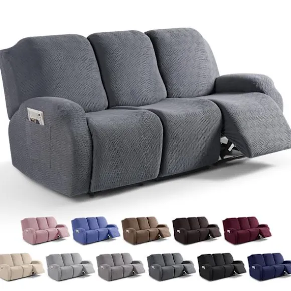 Mørkegrå, recliner sofaovertræk, 3-personers sofa recliner overtræk med