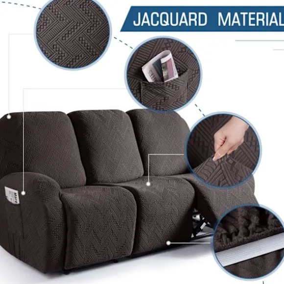 Mørkegrå, recliner sofaovertræk, 3-personers sofa recliner overtræk med