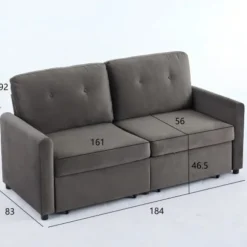 Mørkegrå sofa med skuffeopbevaring: moderne kompakt sofa lavet af slidstærkt stof til stuen Dark Gray