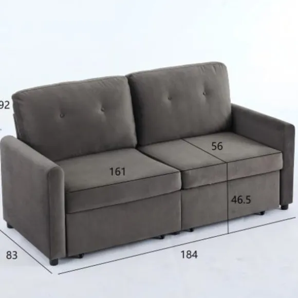 Mørkegrå sofa med skuffeopbevaring: moderne kompakt sofa lavet af slidstærkt stof til stuen Dark Gray