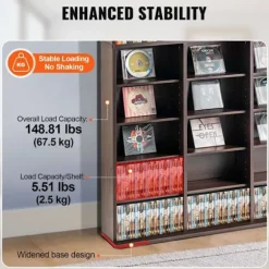 Multimedia Opbevaringsmøbel - DUOKU - Justerbar DVD Hylde - 9 Niveauer - 27 Rum - Espresso espresso