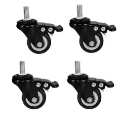 M8x25mm 4 stk. Bærende 240 kg Trolley Hjul PU Møbelhjul Udskiftning (Bremsende Hjul) [DB]