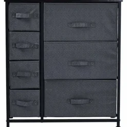 Nancy's Shoreview Ladekast - Opbergkast - Ladekast - 7 Stoffen Lades - Hout - Linnen - Grijs - 63,5 x 30 x 71 cm