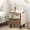 Natbord / sidebord med skuffe og hylde – Natur/hvid