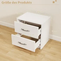 Natbord med 2 skuffer – hvidt, kompakt sengebord