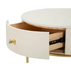 Natbord med skammel, kunstlæder, guldben