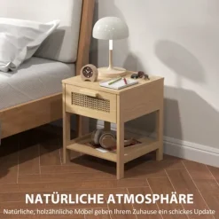 Natbord natbord natur nat kommode med skuffe åben hylde rattan design natur 40 x 40 x 48,4 cm Aosom