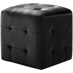 Natborde - Eksklusiv Hjem - 2 stk - Sort - Velourstof - 30x30x30 cm Sort