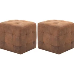 Nattabeller - Maison Exclusive - 2 stk - Syntetisk ruskind - 30x30x30 cm - Brun brun